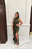 I recently wore this dress for a wedding and I received so many compliments on this dress. It is true to size. I am 5'5 and wore 3 inch heels and the dress length was perfect. I would definitely recommend this dress and color! - Dayna W.