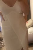 I love this dress! It's perfect for a wedding shower or anything bridal that's not super formal! This dress is super light and comfy so great for warmer weather events! The bottom front is double-lined but the back is a bit see-through so make sure to get a slip or something nude to wear underneath. - Colette M.