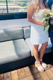 I really liked this dress! The material was thick and well-made. I did size up to a large. I'm usually a medium but it fit me perfectly! - Lupe C.