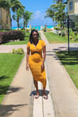Live the color! This curve hugging, comfy dress was perfect for a beach stroll. - Shantakeia B.