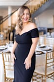 I ordered this dress for a formal gala and hoped it would fit! I just had a baby a couple months ago so I'm in between sizes. I used the size guide, and it worked out perfectly. The fabric is nice and thick, yet still stretchy. I got lots of compliments on the dress. - Elaina A.