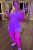 I ordered this romper as a back up outfit for my reception in case I wanted to change out of my dress and I ended up changing into it after the first song because of how pretty and comfortable it was!! It was absolutely gorgeous and I received so many compliments. Although I am 5'2 and I ordered a large and the crotch seam was very tight on me so I'm not sure how it would fit if I was any taller otherwise it fit perfectly and it was such a cute reception and dancing outfit, and it photographed really well. Also be aware that the neckline is pretty deep but I didn't have an issue with it because I am small chested. - Michelle D.