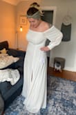 I love this dress so much I couldn't keep it a surprise and immediately posted on my Instagram. It is so flattering and comfortable. Going to wear it for my wedding rehearsal and probably reception/afterparty if I want to change from my wedding dress. It is long, I am wearing flats and will need to get it tailored for about 2-3 inches ofd - Danielle H.