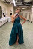This dress was a STUNNER. I received so many compliments on it! I wore it for a black tie event we went to. I am a solid medium and ordered this in medium and large because of the reviews and I wore the large. Steamed really beautifully. I'm about 5'6" and wore this with a 2.5-inch heel and the length was perfect. - Shana L.
