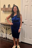 Loved the dress and the way it feels on my body. I usually wear a Small but bought a Medium thinking I don't want it to be snug tight... but since the velvet is flexible and forgiving, it's just a tad loose on me. - Shweta N.