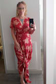 Wore this for a rehearsal dinner. We were asked to wear something colorful or floral, and this worked really well. It fits great. It was quite long for me since I'm only 5'1. I would have had it hemmed if I had the time. - Elizabeth R.