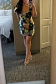 I got this dress for a wedding, normally I wear M but I went with a L because all the sizes were out of stock and it was perfect!!!! I think the M would have been a little small. So many compliments throughout the night!! - Patricia M.