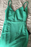 I absolutely love this dress!! The fabric is thick, making it ideal for a winter party. The color matches exactly as shown in the picture. It fits perfectly and is incredibly comfortable. The only downside is that it's a bit too long, even when I wear heels. Nevertheless, it strikes a great balance between price and quality. I recommend this dress. - Fiorella C.