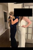 I'm a size 12-14 and 5'8". This is a great, white OOTD for a bride though it does accentuate cellulite on thighs. - Kristi W.
