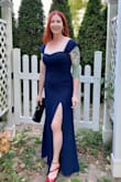 Fits great, comfortable and stunning! The hint of leg is perfect! I didn't need to hem it with 3.5" heels - Karina T.