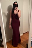 Overall, this dress has a great fit and color. Neckline is very flattering.

While I ended up returning because I wanted a leg slit, this dress was a close 2nd. - Abigael W.