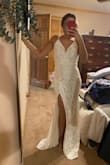 I love this dress! A small fits great and looks so elegant. I purchased this for my engagement party. - Paula S.
