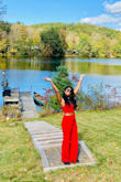 One of my fave outfits! This outfit fits like a glove! The colour is so vibrant and very comfortable. Hugs the right curves! lol - Josephine H.