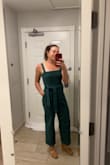 I wore this for a rehearsal dinner and it was so comfortable and just the right outfit for a warm evening into a chilly night. I got lots of compliments. My only complaint is that one of the straps was sewn on wrong, so it was twisted, though this was hardly noticeable when worn. The garment also had an intense chemical smell that took several washes to get out. Planning to wear it for many more events layered with a turtleneck! - Claire W.