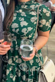 This fits so nicely! I'm short and didn't want to deal with getting a dress hemmed, so the length worked out really nicely for me. got a lot of compliments! this did show sweat (after sitting through a 90-degree wedding ceremony), but the sweat marks didn't stay through the night which was great. - Michelle D.