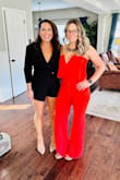 This jumpsuit is beautiful. The red-orange color is awesome. The fit is a little large, I'm usually in-between a small and medium and the small was a perfect fit. HOWEVER, you NEED to have a bathroom buddy, and the zipper has only a handful of uses until it breaks. Zipper broke while at my function and my husband had to tie me into it = no fun lol so wear at your own risk! - Evelyn D.