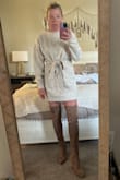 So cute on the model... I wanted to love this sweater dress but there was just too much material/fabric, the crew neck wasn't super flattering and I felt frumpy. - Claire V.