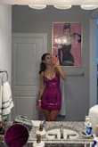 I love this dress so much and I think the color is VERY flattering. The back of the dress is GORGEOUS, and not too scandalous. This dress is slightly shorter in the back though, so if you have hips or a butt, it hikes does hike up a little. I ordered a small for reference. - Julie B.