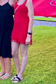 This dress may not be for the tall girls but it is so freaking cute! I wore it a handful of times but was always afraid I might accidentally flash someone. @Lulus - please make an option for a length in between the mini and midi! - Faith B.