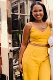 Great color. I loved this set. The top doesn't have a built-in bra but has a drawstring back to tighten or loosen it. So cute. - Nia M.