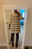 I was looking for an easy dress to throw on with boots for the fall and this one is fine..but I didn't love it so I ended up returning. The neck area is awkwardly wide to me. I'll keep looking for a striped sweater dress that better suits me. - Donna L.