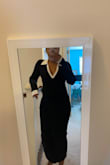 This dress is so cute and I was really hoping it worked for me. I have gained weight so I sized up to a medium. I still feel the dress hugged and accentuated my belly so it wasn't flattering on my body type. The sleeves also ended up being too long and it's too low cut for my taste. But I can see how it would be really cute on someone else! - Donna L.