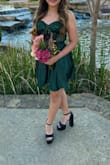 I went off the sizing questions and fit my daughter perfectly. It was a beautiful shade of green and she received many compliments on it. The sequins were a little scratchy on the underside of her arms but other than that no complaints. - Leilani P.