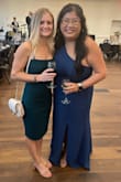 This was a great dress for a fall wedding! Lovely color. The fit was snug but still comfortable. I did end up getting it hemmed since I'm very petite and didn't want it to go past my knees. - Theresa B.