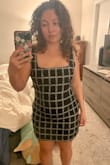 This dress hugs my hips way too much but is extremely loose on top, to the point where the straps fall off my shoulder. The material isn't giving at all. Clearly made for stick figures with no hips. - Jordan V.