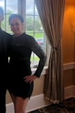 I originally ordered a small but the arms were quite tight, so I ordered a medium and it was perfect. It was form-fitting but comfortable. I received so many comments on it. It made me feel beautiful and semi-formal. - Jamie I.