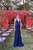 I love the color and the neckline. It's very long even with heels. - Lorena G.
