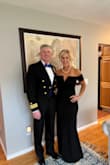 LOVED this dress! I was a little nervous at first that it wouldn't fit, but the material is thick and stretchy. I wore 3 inch heels, and it was still a little long, but not bad. It was perfect for our military ball. - Berri C.