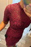 I love this dress, quality is good. I'm a curvy on the bottom girl. Usually, I'm a medium on top and large on bottom. So I was nervous this would be too big on top (I ordered a large). But it's not it fits great. I got it for a wedding but I plan to wear it for a Christmas party as well. I found the color to be a little brighter in person than in the photo. The photo online is more of a muted color. I would say this is more vibrant. Either way, it's a keeper. - Yolonda L.