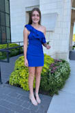 This dress was PERFECT. It fit like a glove in a perfect color. It has a nice thick, soft, and comfortable material. Worn to homecoming! - Erin W.