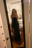 I'm 5'2" and 120 lbs, ordered the XS and S, and to my surprise ended up keeping the S! The XS did fit but the S fits and looks much better. The only thing is it's just a bit too long even with 3.5-inch heels on, which I did expect based on my height. This is dress the perfect dark emerald color, has a nice fabric, and basically exactly what I was looking for. I really like the corset back and how it makes my booty look! - Gabriella R.