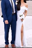 I wore this for our courthouse wedding. Ordered a LOT of various dresses and felt this was the one. Didn't have time to alter it. The waist was a bit big but I safety-pinned the back to take it in (It wasn't noticeable either). - Kat F.