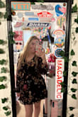 The only issue I have is that the sleeves are SLIGHTLY too long for my liking, but other than that this dress is absolutely beautiful in person. not too much cleavage is shown and I can wear a bra with it! I did have to squeeze the dress over my hips as I'm a little curvy, but after I got the dress past my hips it fit perfectly. - Autumn S.