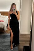 I bought this last minute for a 007 / Monte Carlo-themed charity dinner, along with two other similar black dresses from Lulus. This was my favorite. Fits true to size, perfect length for me, and love the high slit. - Marisa L.