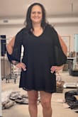 Loved this dress. I wore it to my daughter's wedding rehearsal dinner. It was very flattering and received many compliments! The only issue was a little short but would definitely wear it again!!!! - Paula P.