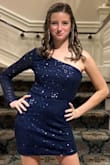Fit our daughter perfectly, it's definitely a darker blue. She loved it and it's not too short. - Jenn O.