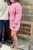 Super cute dress! I wasn't as bright as the picture shows, more of a rosy pink! It's thick and warm and the sizing is true to size! - Shelbe S.
