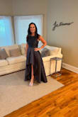 I absolutely love this dress. The navy is stunning and fits perfectly. No alterations are required. I ordered a M and will wear 4-inch heels. Wearing this to an October wedding with photos to come. Woot! - India H.