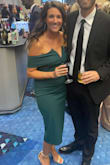 The color of this dress is so flattering! The fit was perfect and it was very comfortable all night long! - Shannon P.