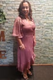 Love the texture and color of this stunning dress. Easy to wear free of wrinkles and easy to combine makeup and jewelry. - Liliana Z.