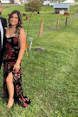 I loved this dress! It was a bit small around the hips so had to size up. I received so many compliments! It was perfect for a fall wedding. The only negative was the lining shows a lot in the slit. I had to get it altered to adjust. - Michelle G.