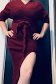 I really enjoyed wearing this dress to my HS reunion. Definitely recommend tights of some sort with it as the slit is a little high. Will wear it again, great sweater dress. - Malia R.