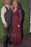 Amazing dress. Beautiful quality. True to size, but was a little loose in the back on the sides. I got a backless body suit with clear straps on Amazon to wear underneath and it was perfect. - Christine S.