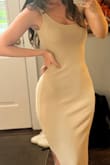 I wore this to my brother's rehearsal dinner. It was sooo comfy and I got a lot of compliments! The material is thick and feels good quality. It hugged in the right places without being too tight. I love the cardigan it came with can be worn on or off shoulders. When I got home I ended up wearing it for a few more hours bc it was so cozy - Haley E.