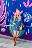 This dress is so cute and comfy! The denim is totally on-trend now and it looks so cute with riding boots or booties! There was enough room in the top that I could have worn an undershirt or second layer under it which is a good idea as it gets colder. Anyway, it's just a perfect Fall dress. (Warning that the bottom button may snap open if you move one leg in front of the other too far or off to the side too far, but for me, this wasn't a big deal.) - Jennifer S.