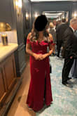 I got so many compliments on this dress! Loved the color and the neckline. Because it's crepe, it does cling to your tummy area and shows off pretty much every contour you have there. But very flattering everywhere else, nice quality material. I wore it to a black-tie wedding and it was perfect. - Pooja V.